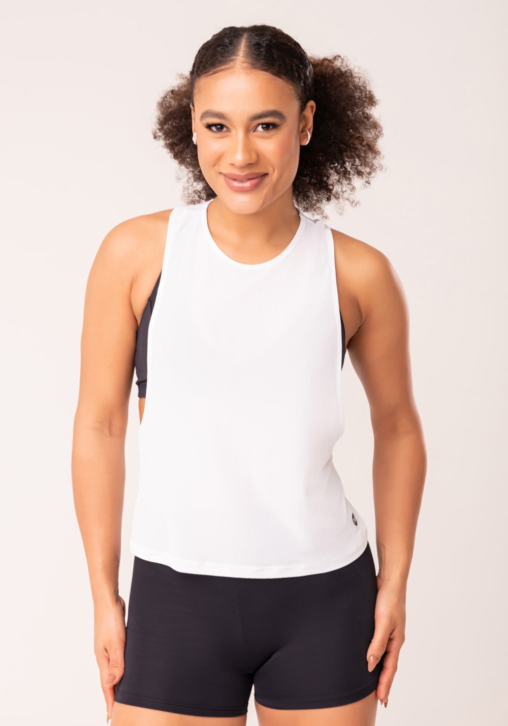 Camiseta fitness feminina branco nadador maxi cava oasis