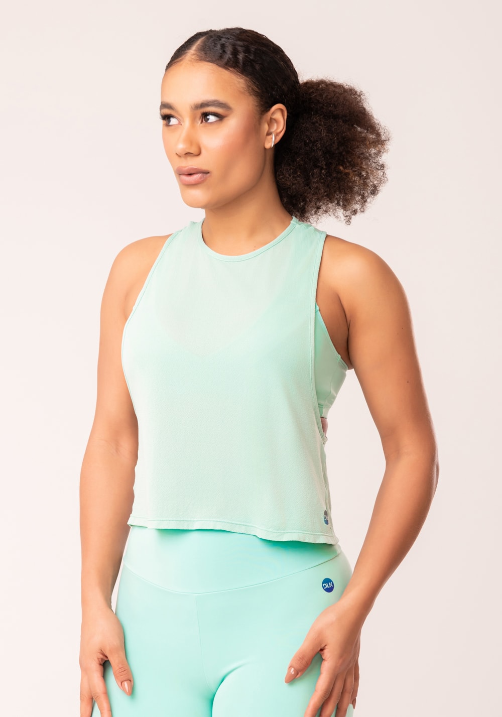 Camiseta fitness feminina verde nadador maxi cava oasis