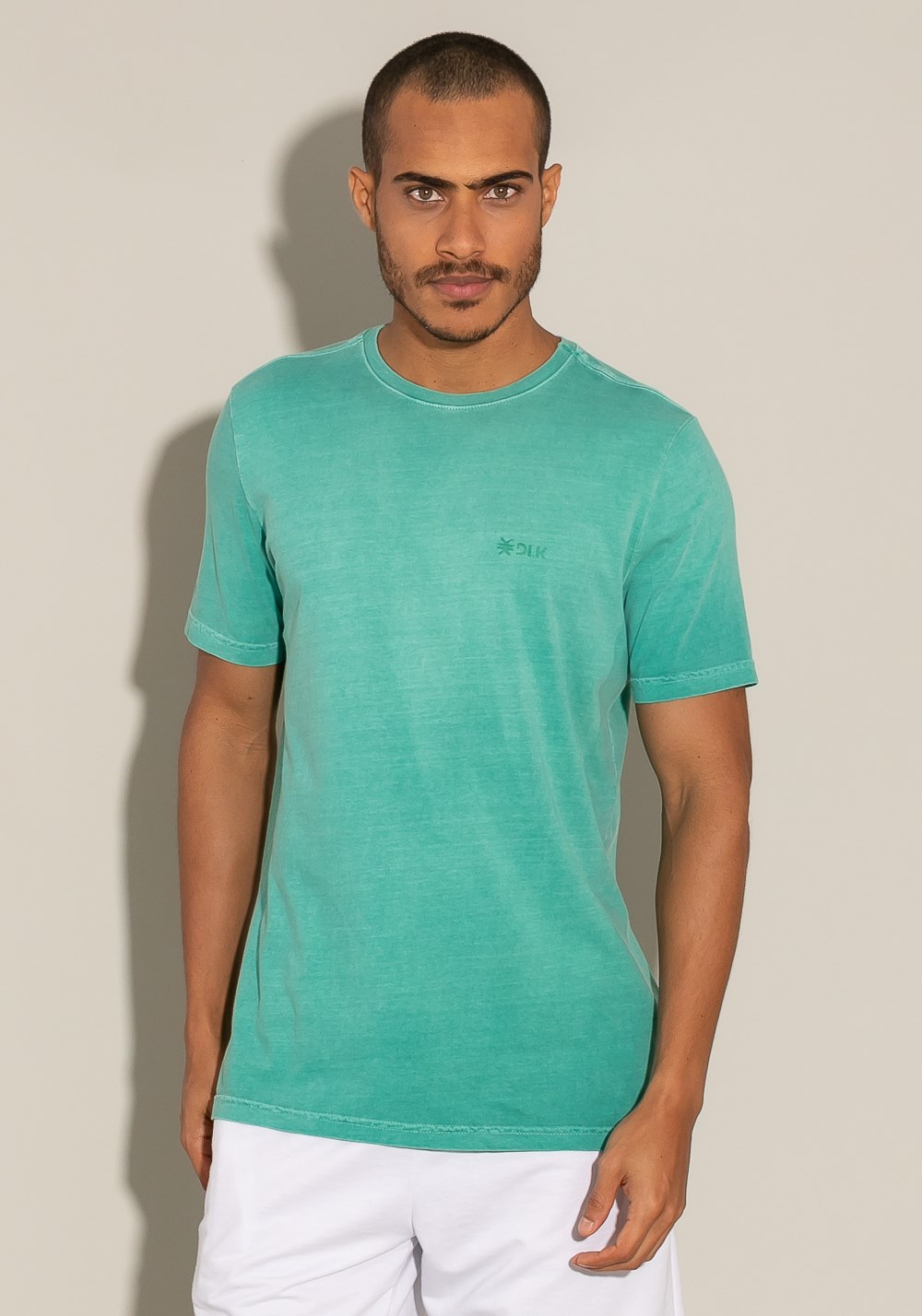Camiseta manga curta estonada for men verde água