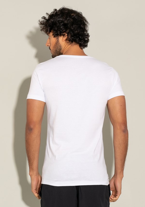 Camiseta manga curta for men slim branca com silk degradê