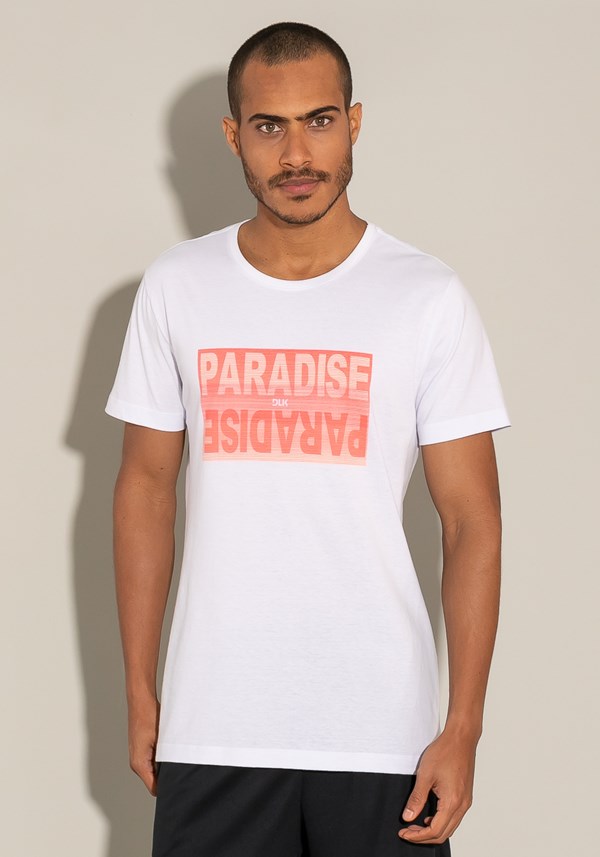 Camiseta manga curta for men slim branca com silk paradise