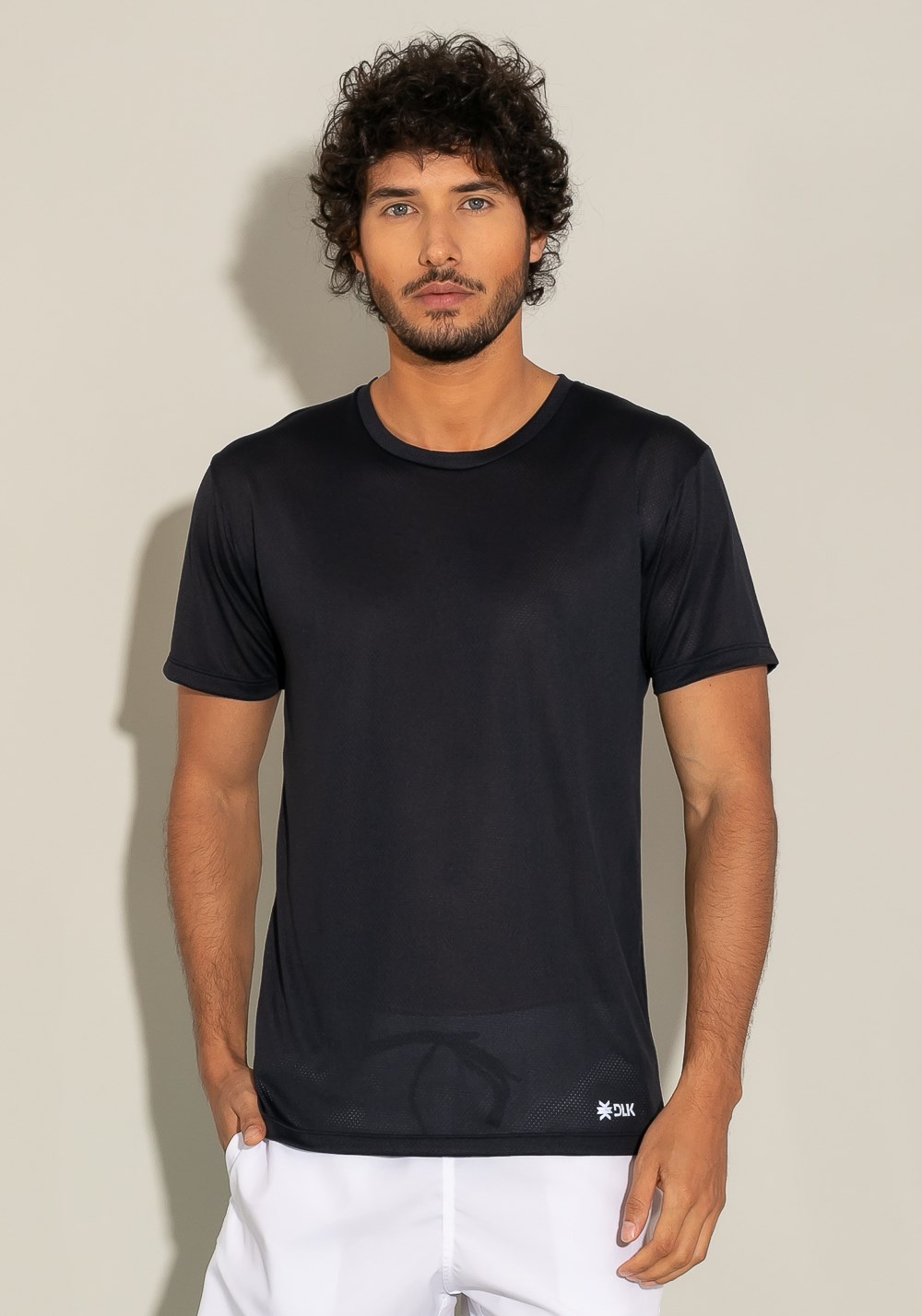 Camiseta poliamida manga curta dry fit for men preto