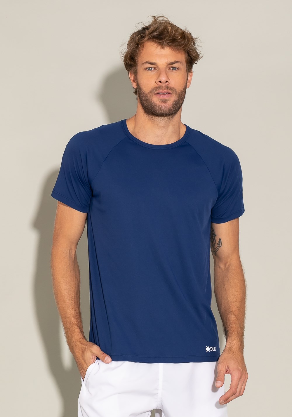 Camiseta poliamida manga curta modelo raglan for men azul marinho