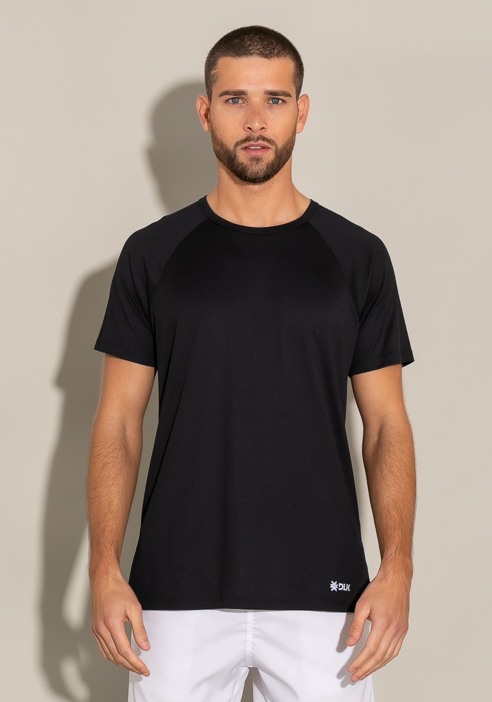 Camiseta poliamida manga curta modelo raglan for men preto