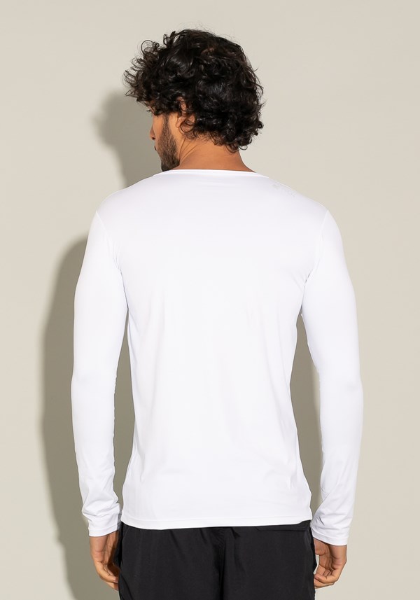 Camiseta poliamida manga longa for men com proteção uv branco