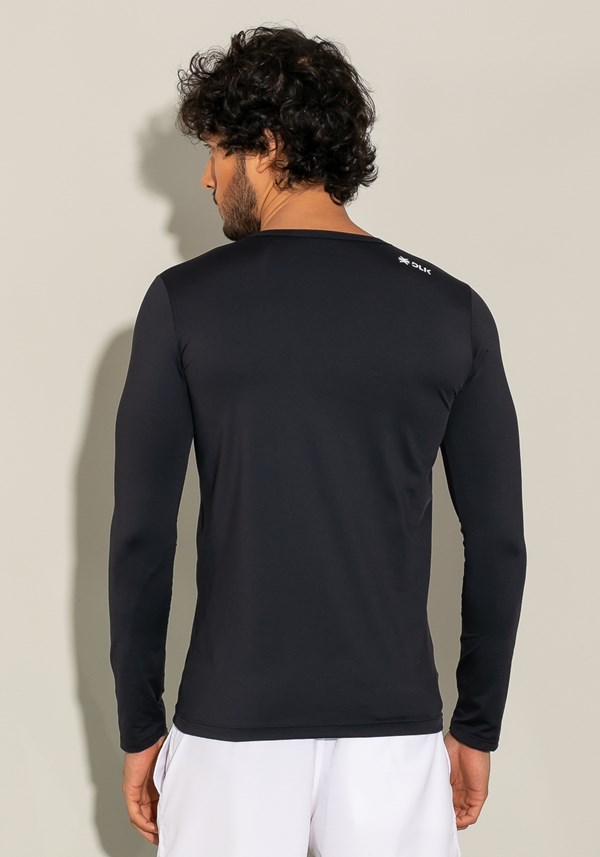 Camiseta poliamida manga longa for men com proteção uv preto