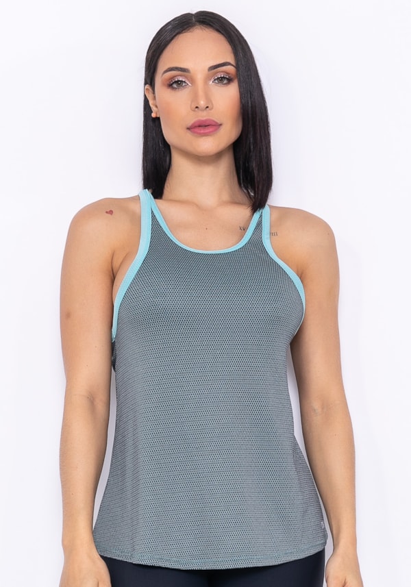 Camiseta technology tira dupla nas costas azul