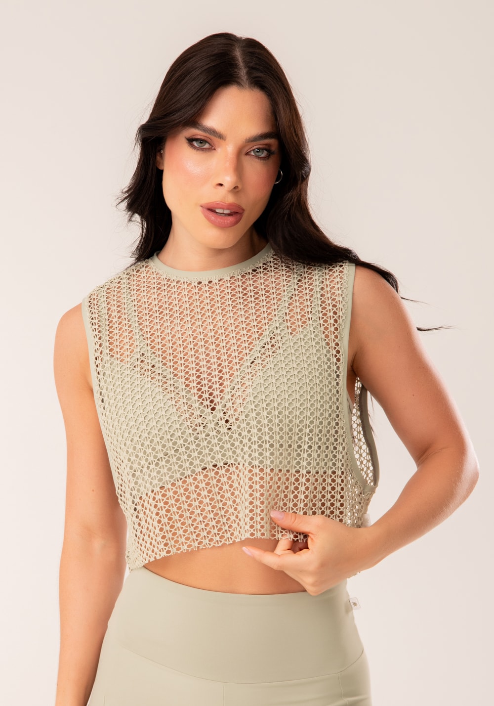 Cropped de tela feminino oliva harmony