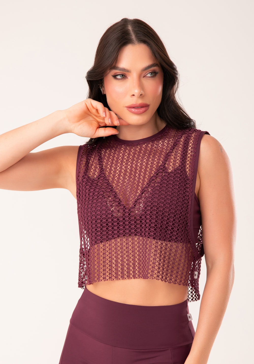 Cropped de tela feminino vinho harmony