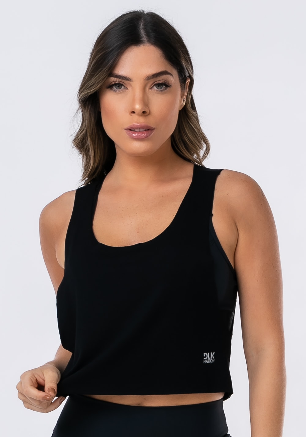 Cropped nation de viscose a fio preto