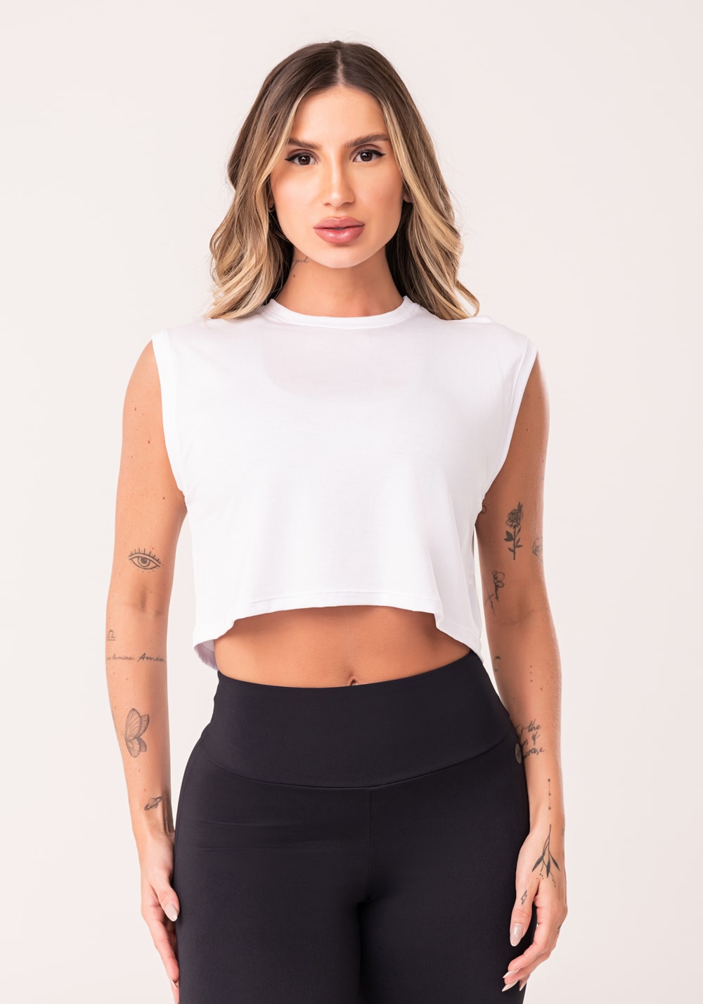 Cropped regata feminino branco oasis