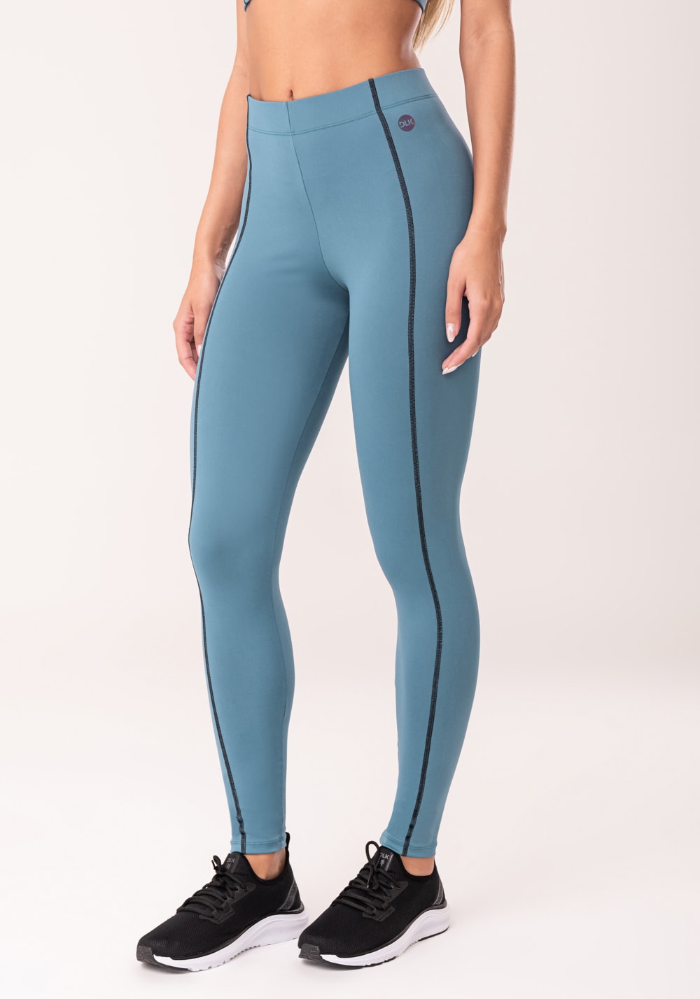 Legging fitness feminina azul com pesponto oasis