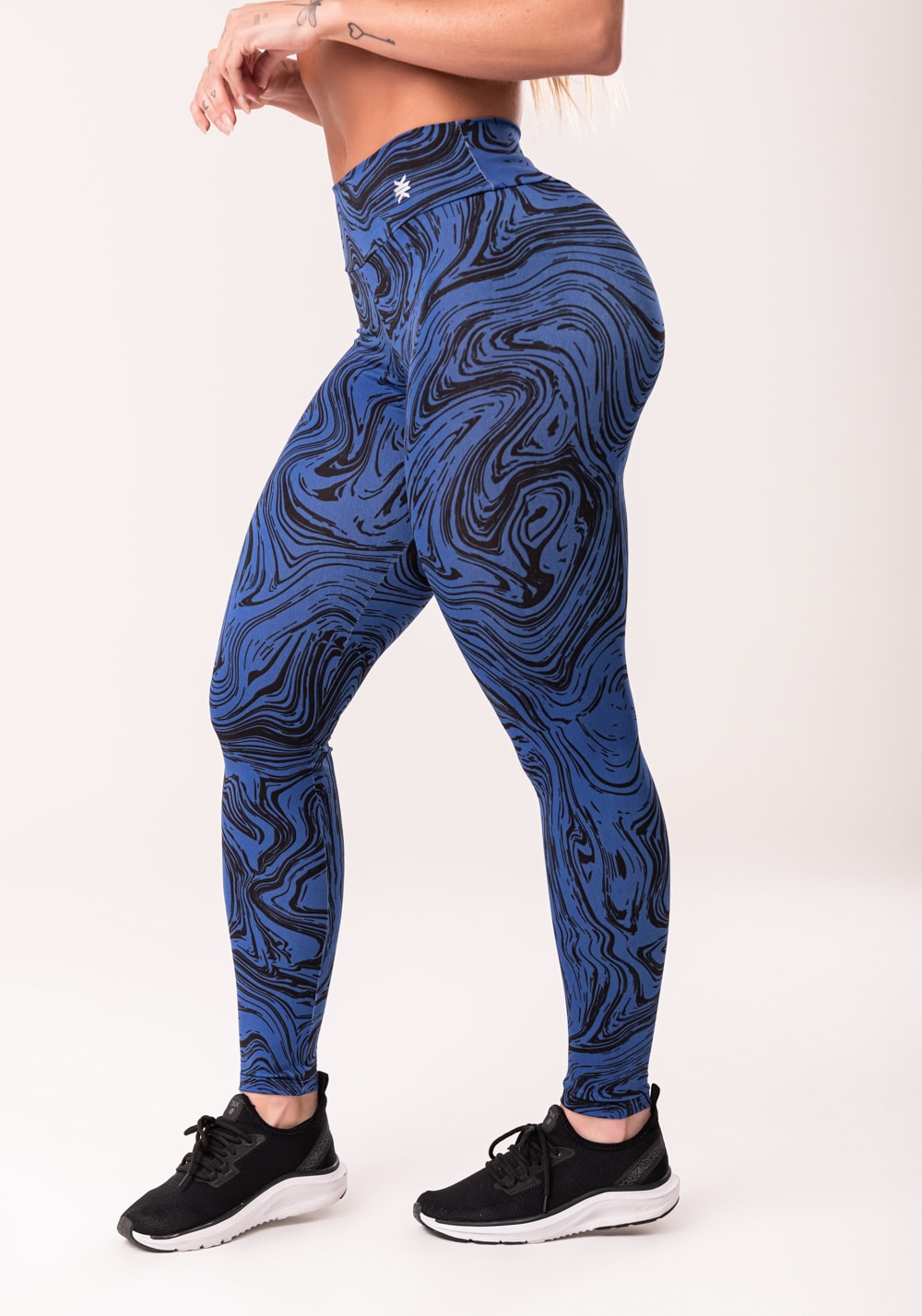 Legging fitness feminina azul estampada abstract duo euphoria