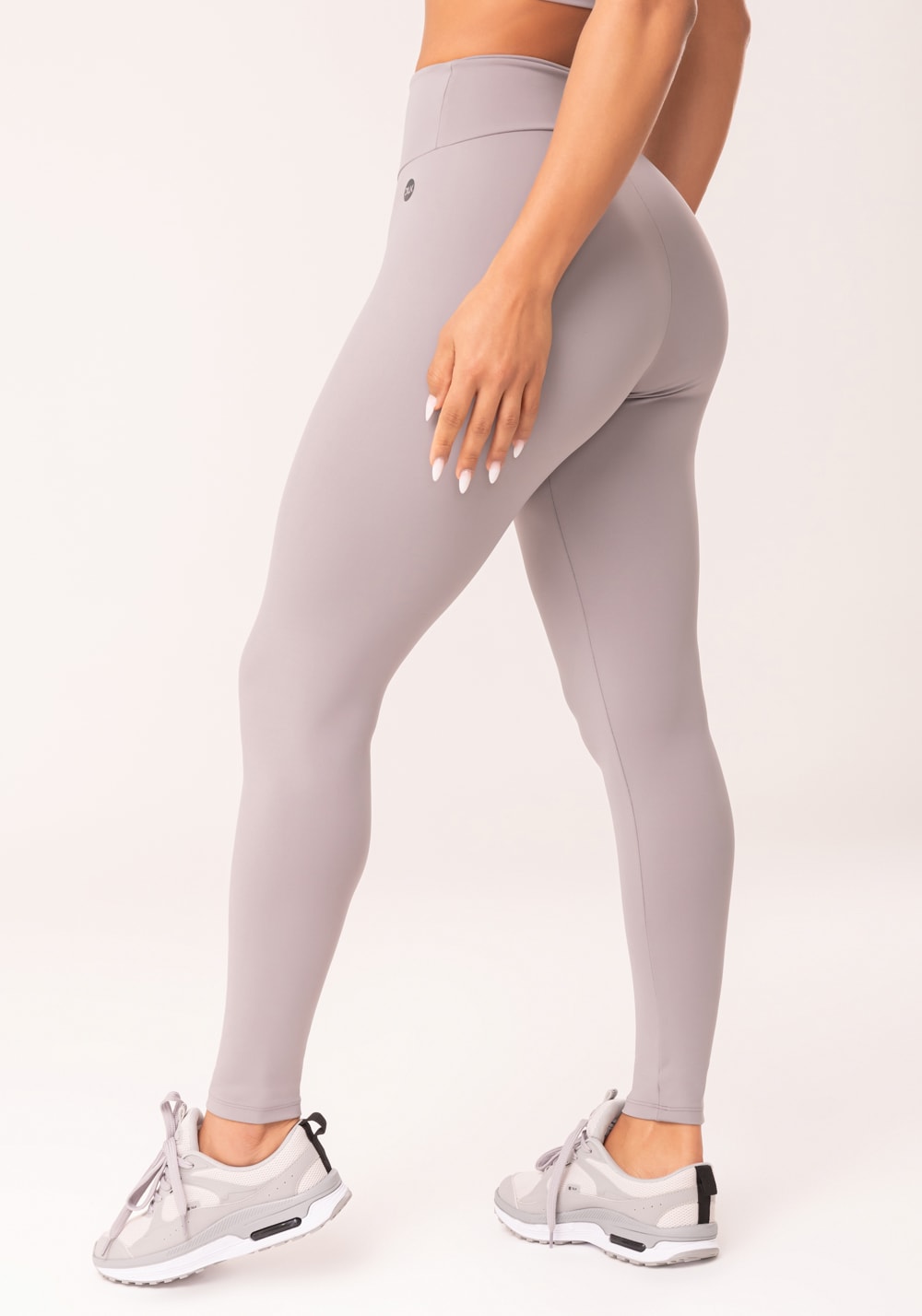 Legging fitness feminina cinza com cós largo oasis