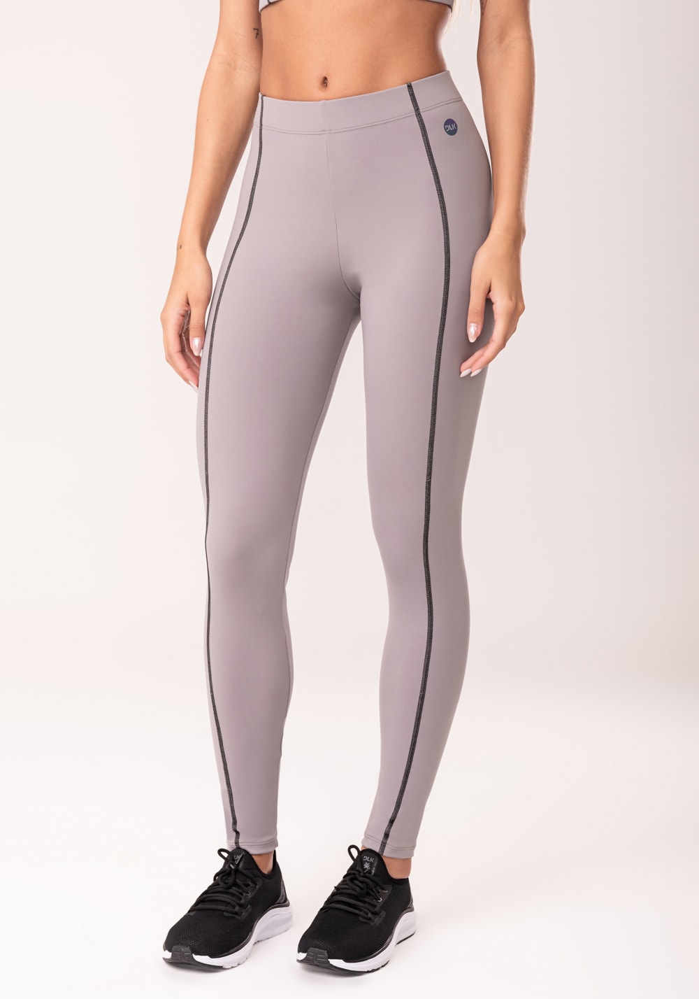 Legging fitness feminina cinza com pesponto oasis