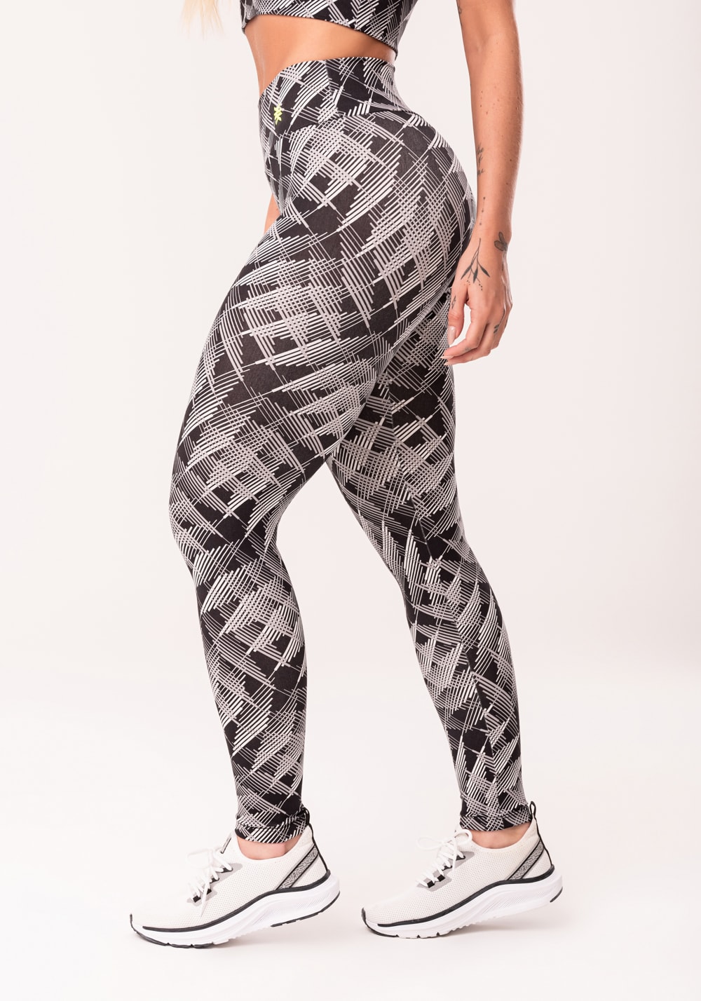 Legging fitness feminina cinza estampada abstract lines euphoria