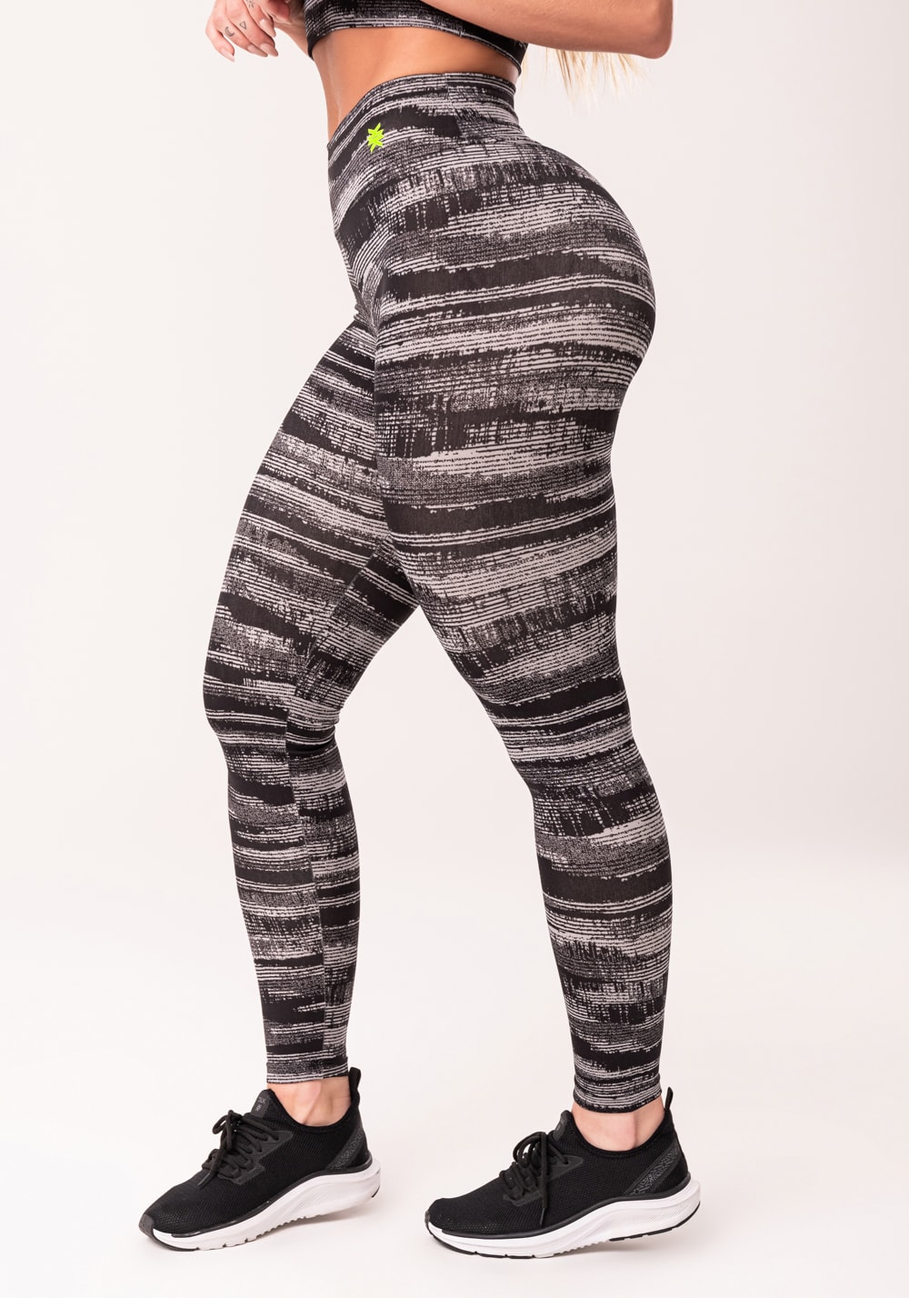 Legging fitness feminina cinza estampada disruption euphoria