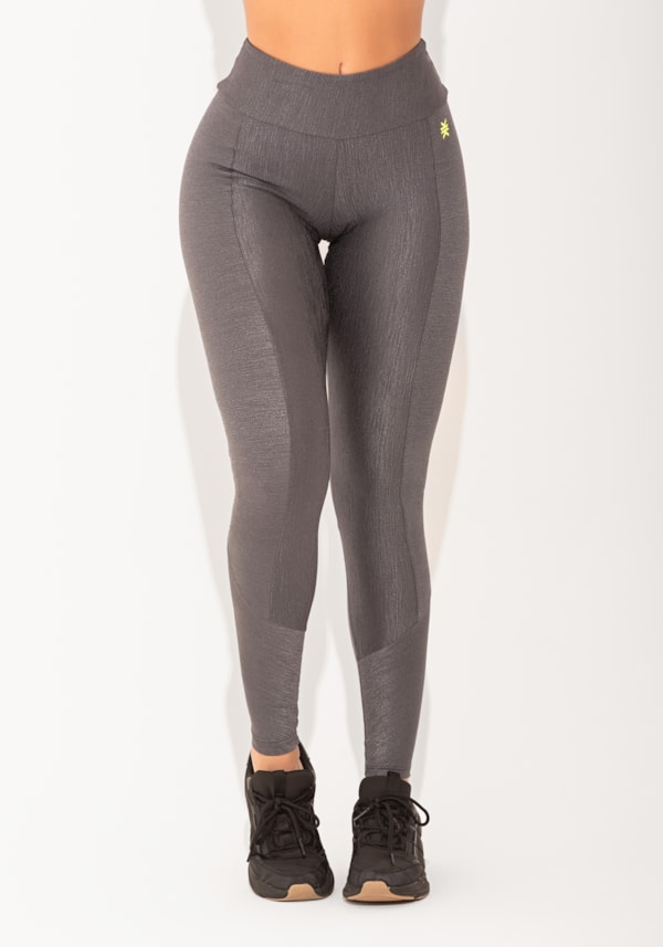 Calça legging shine lilás com lateral texturizada