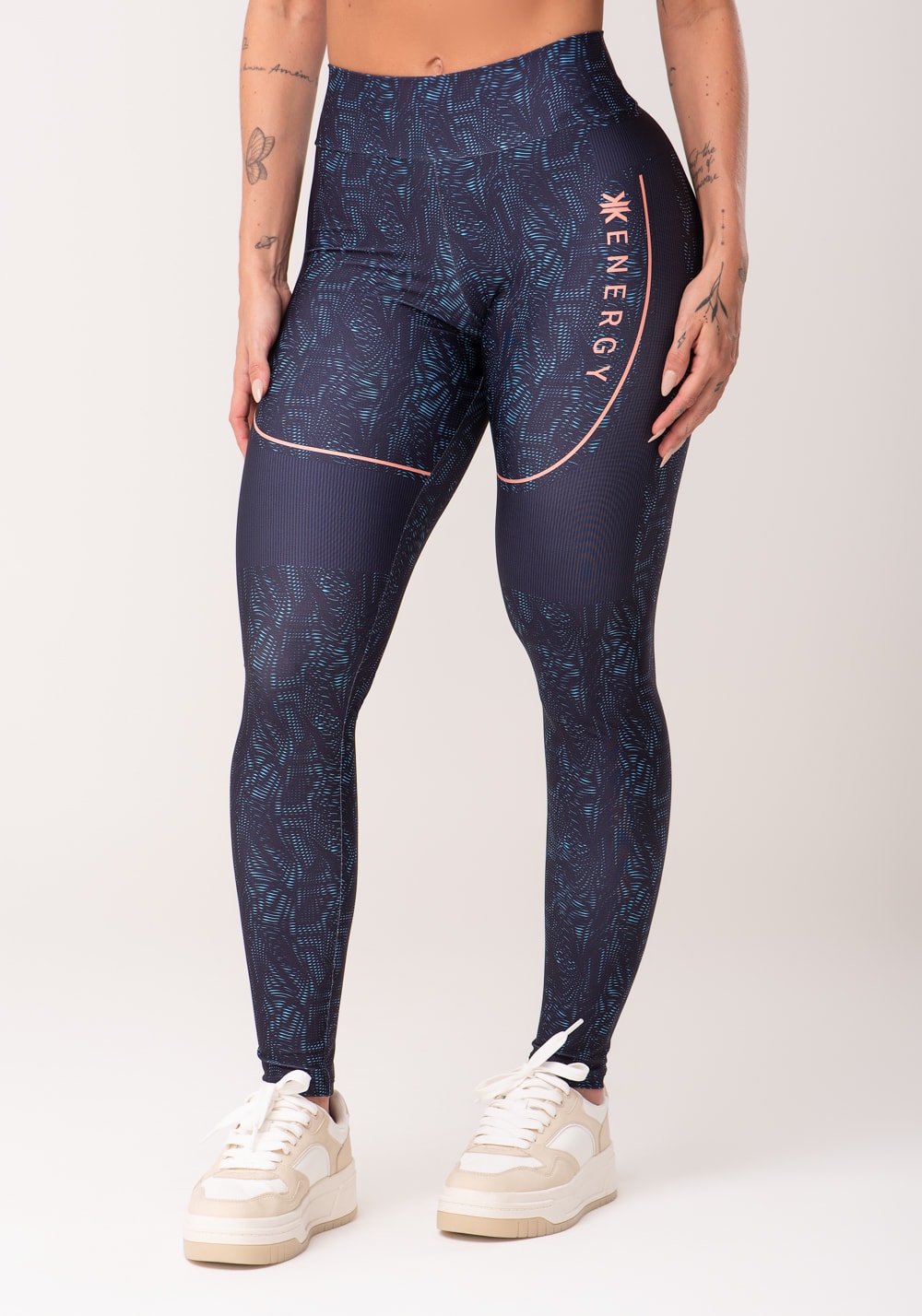 Legging fitness feminina estampada energy azul printed