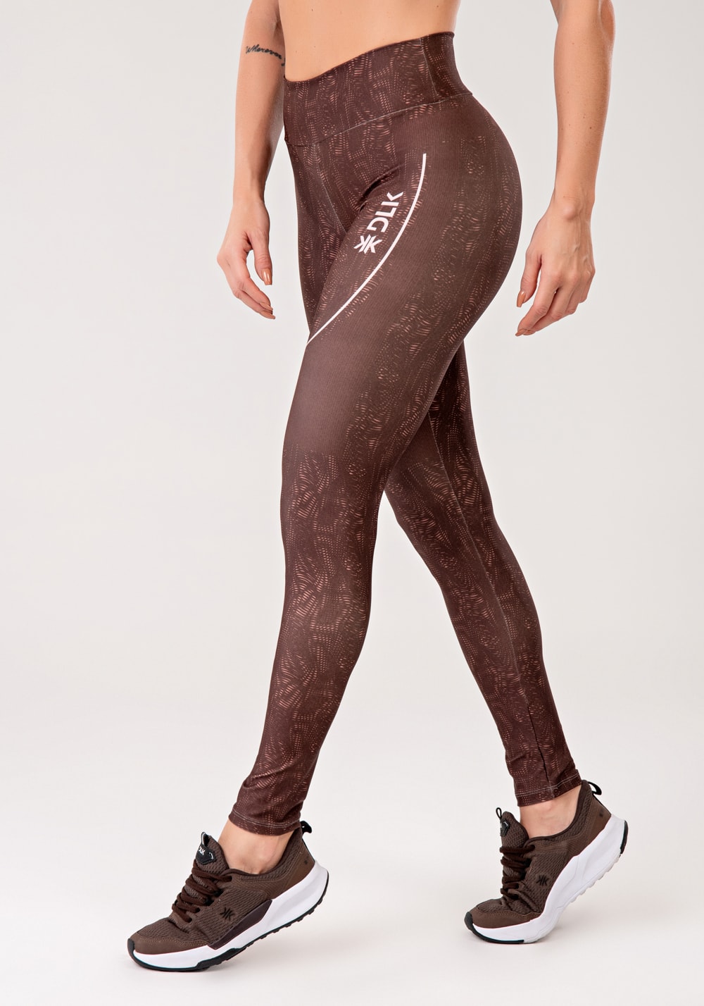 Legging fitness feminina estampada energy marrom printed mousse