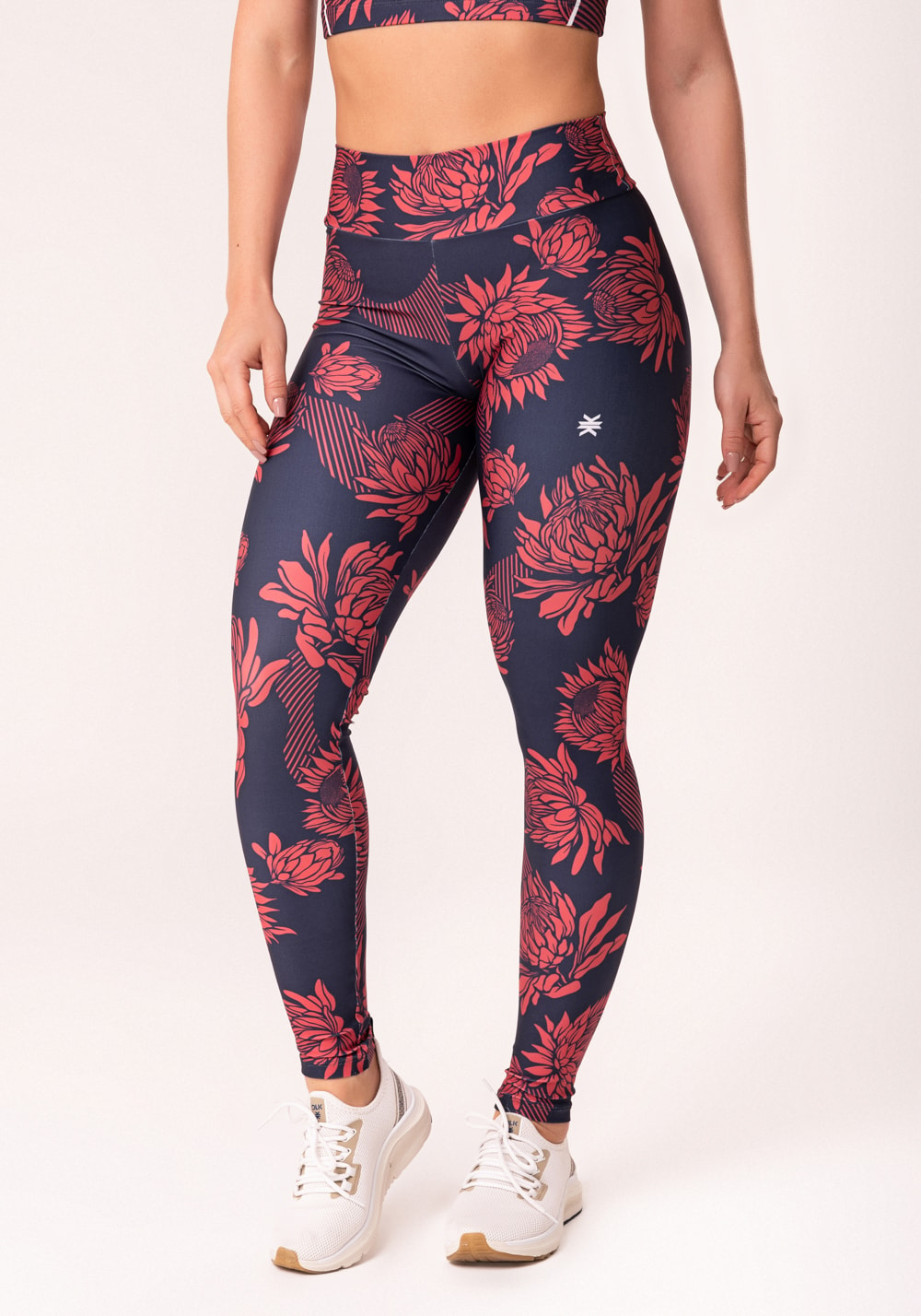 Legging fitness feminina estampada floral monocromático printed