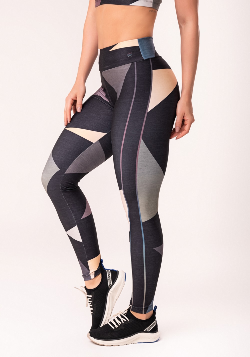 Legging fitness feminina estampada geométrico degradê printed