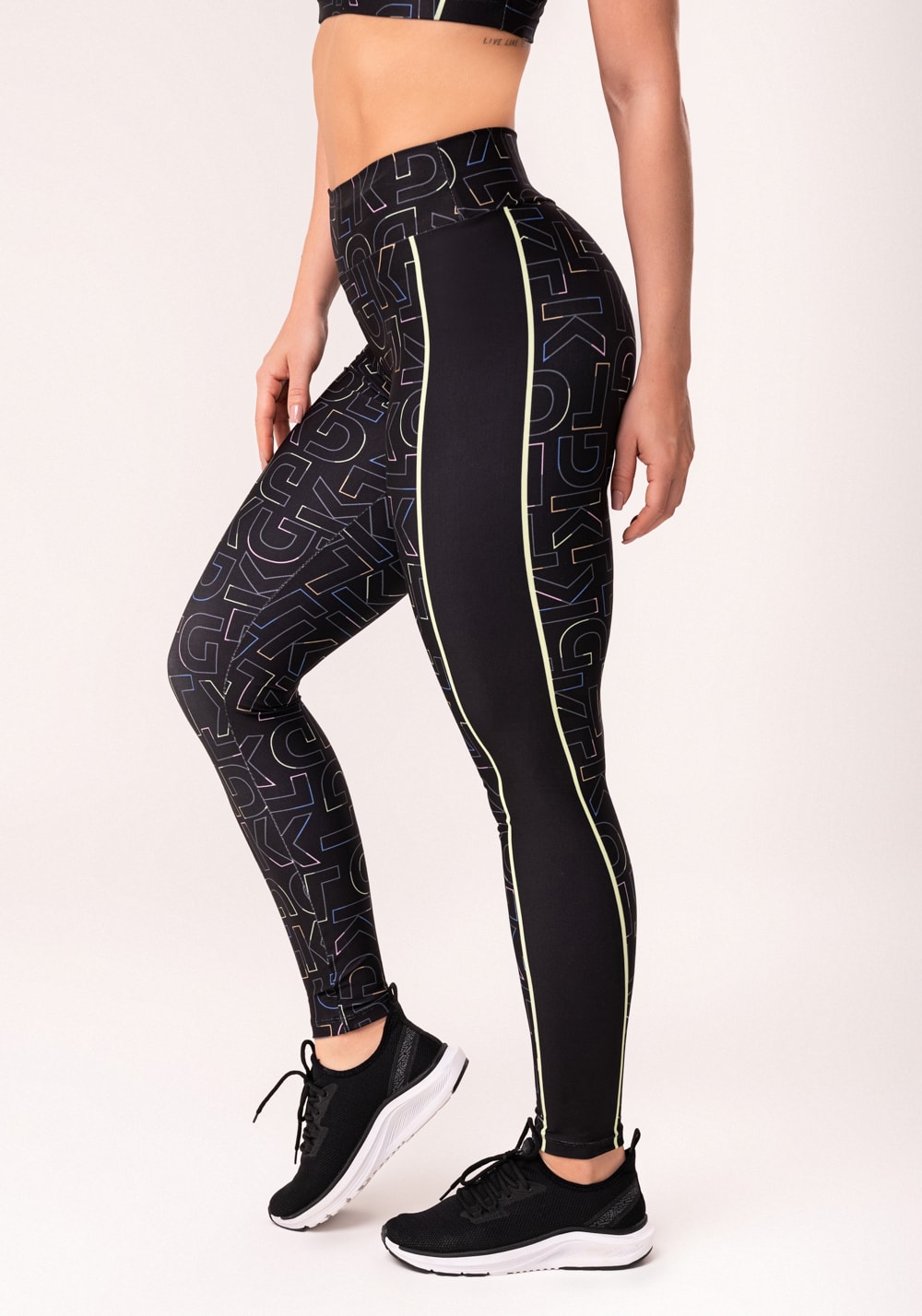 Legging fitness feminina estampada logomania colorido printed