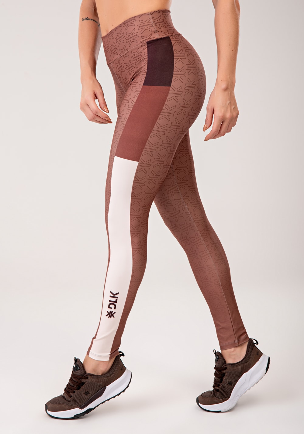 Legging fitness feminina estampada motivation marrom printed mousse