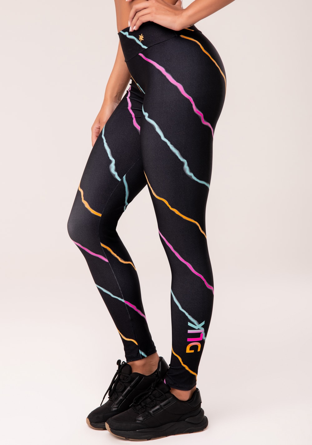 Legging fitness feminina estampada neon energetic printed