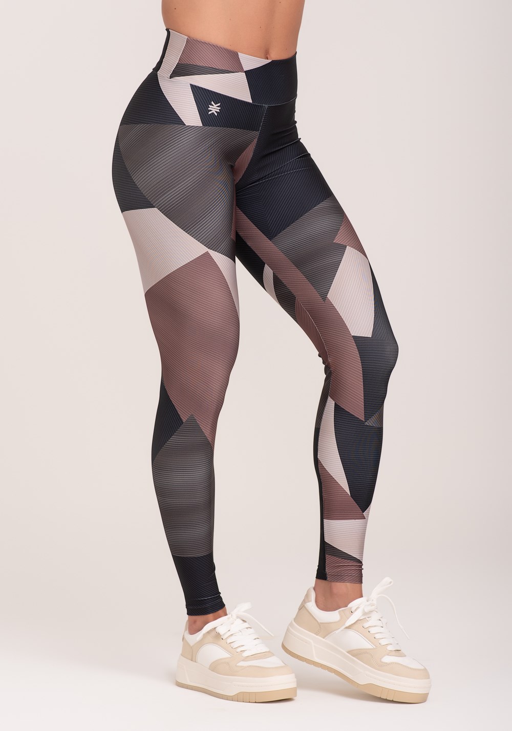 Legging fitness feminina estampada strip marrom printed