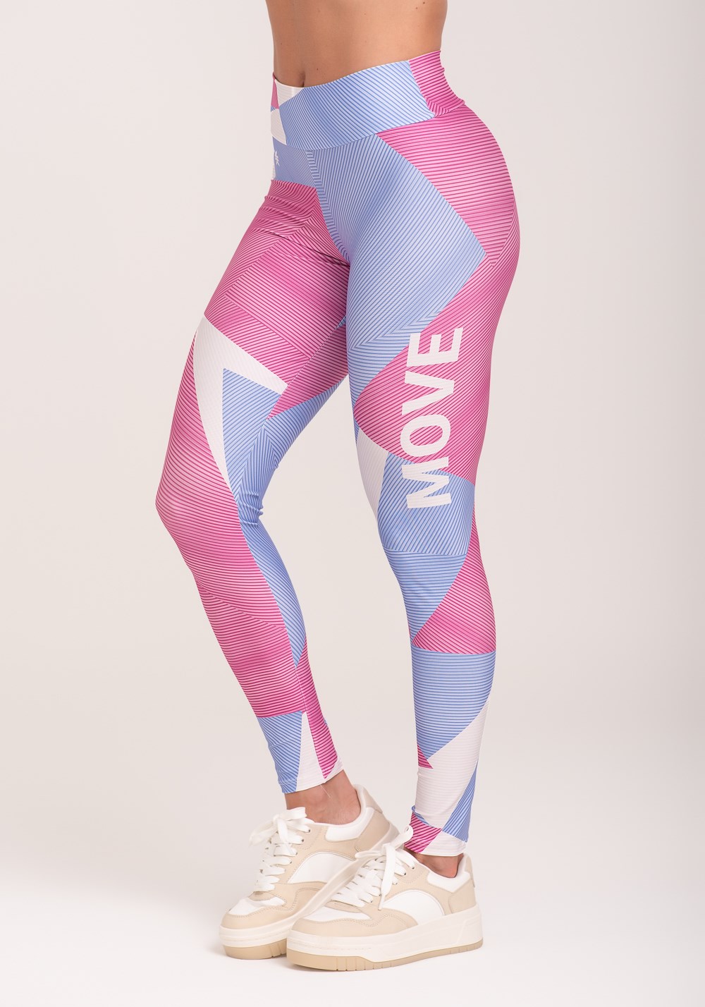 Legging fitness feminina estampada strip rosa printed