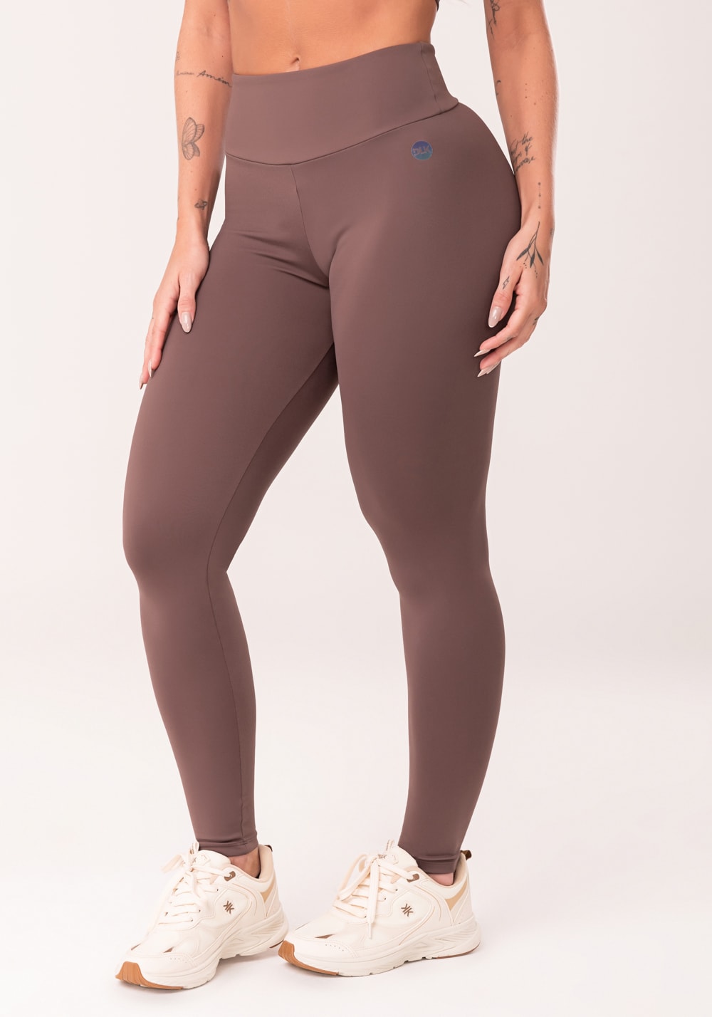 Legging fitness feminina marrom com cós largo oasis