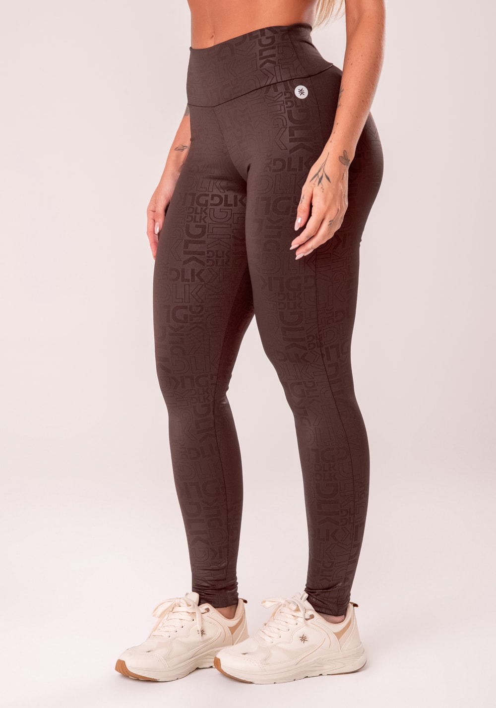 Legging fitness feminina marrom logomania reflections