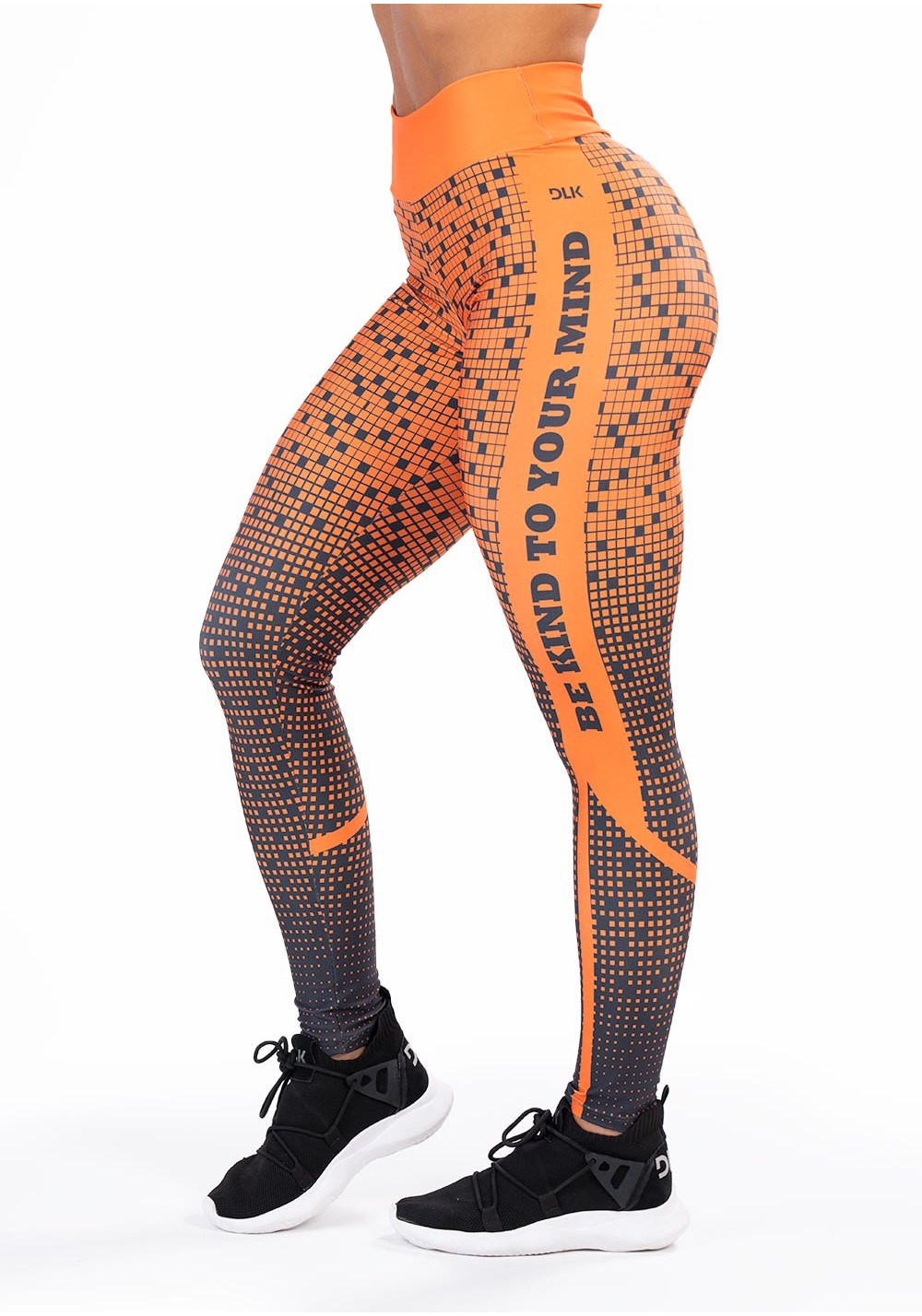 Legging fitness feminina new printed estampada gradiente square laranja