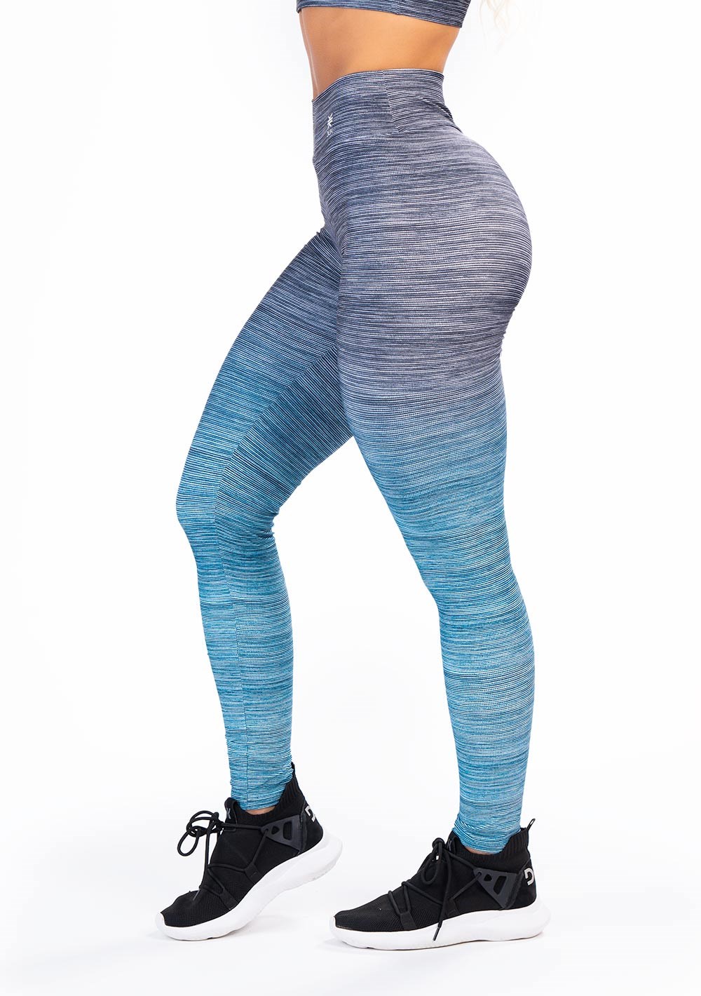Legging fitness feminina new printed estampada melange degradê azul