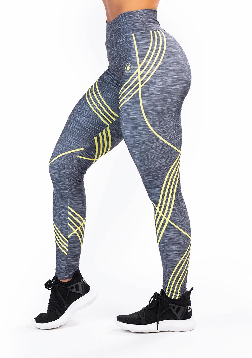 Legging fitness feminina new printed estampada mescla cinza