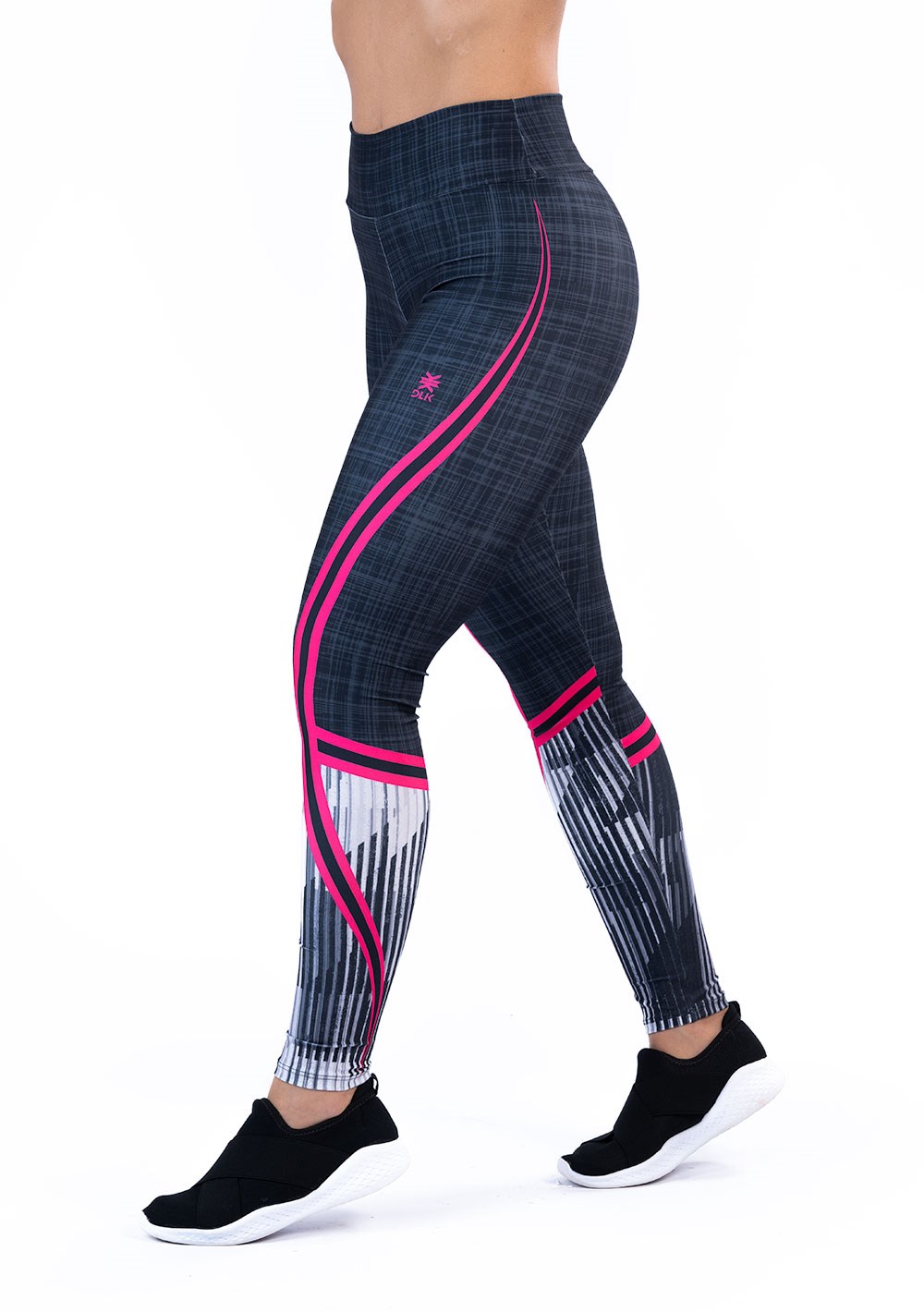 Legging fitness feminina new printed estampada mix geo pink