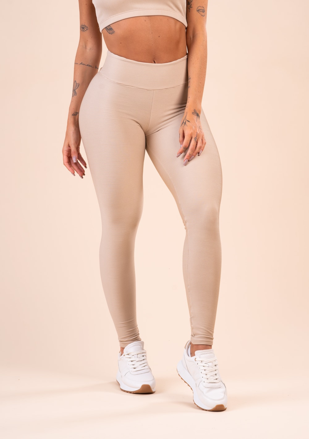 Legging fitness feminina nude canelada action dlk