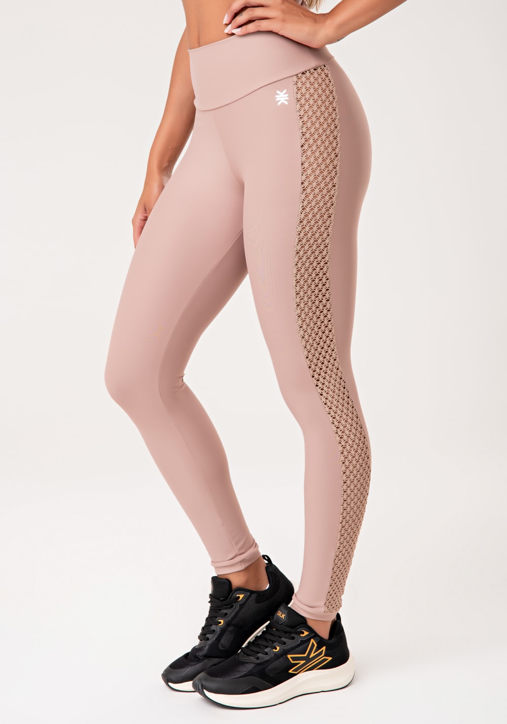 Legging fitness feminina nude com tela lateral lush