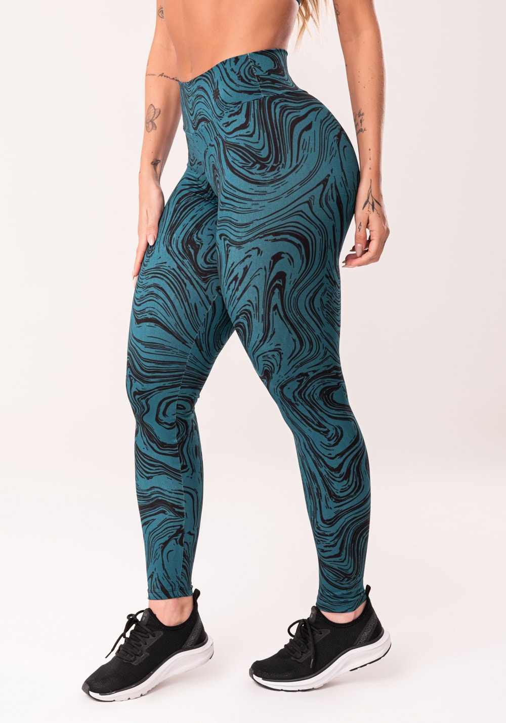 Legging fitness feminina petróleo estampada abstract duo euphoria