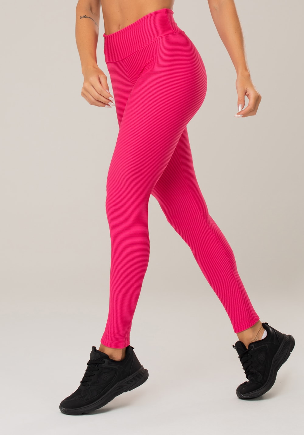 Legging fitness feminina pink canelada action dlk