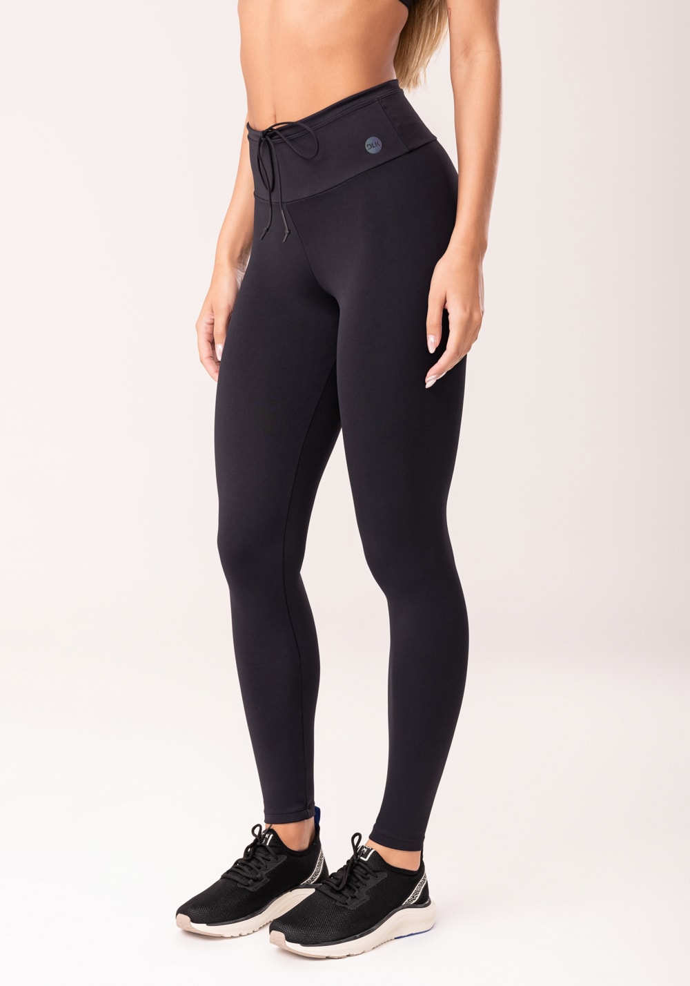 Legging fitness feminina preto com cadarço oasis