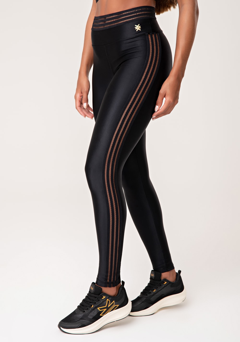 Legging fitness feminina preto com elástico lush