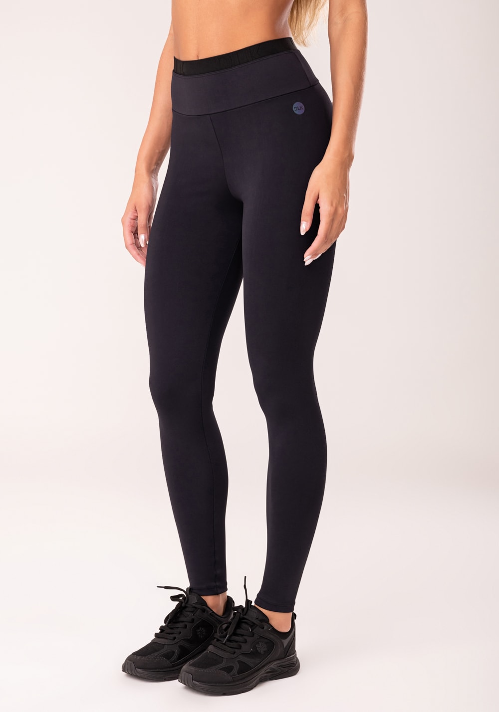 Legging fitness feminina preto com elástico oasis dlk