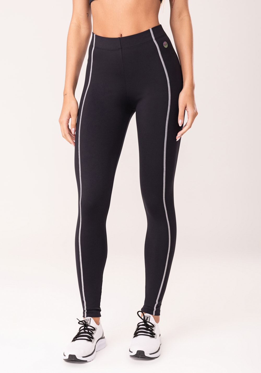 Legging fitness feminina preto com pesponto oasis