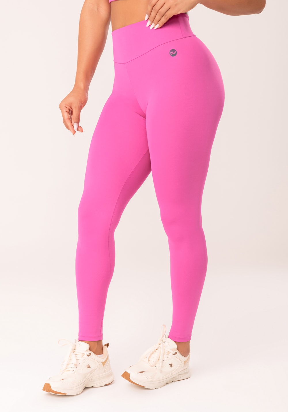 Legging fitness feminina rosa com cós largo oasis