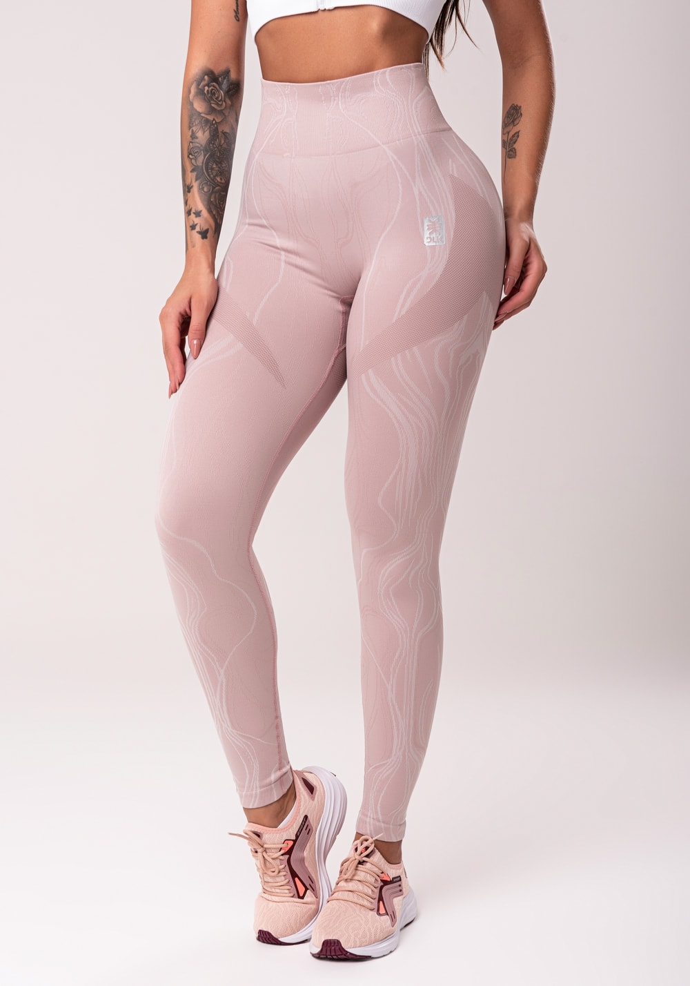 OQQ Feminino 2 peças Yoga Legging Seamless Workout Elevações de