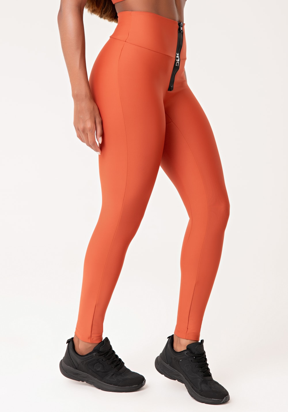 Legging fitness feminina terracota com zíper emborrachado lush