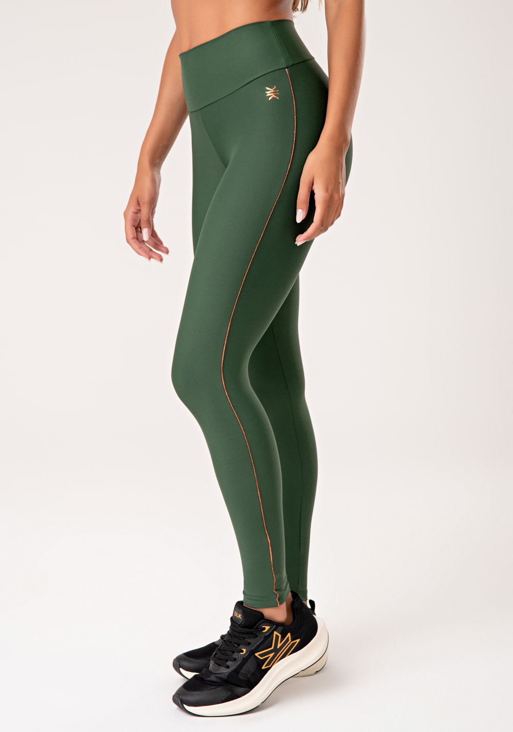 Legging fitness feminina verde com detalhe em lurex lush