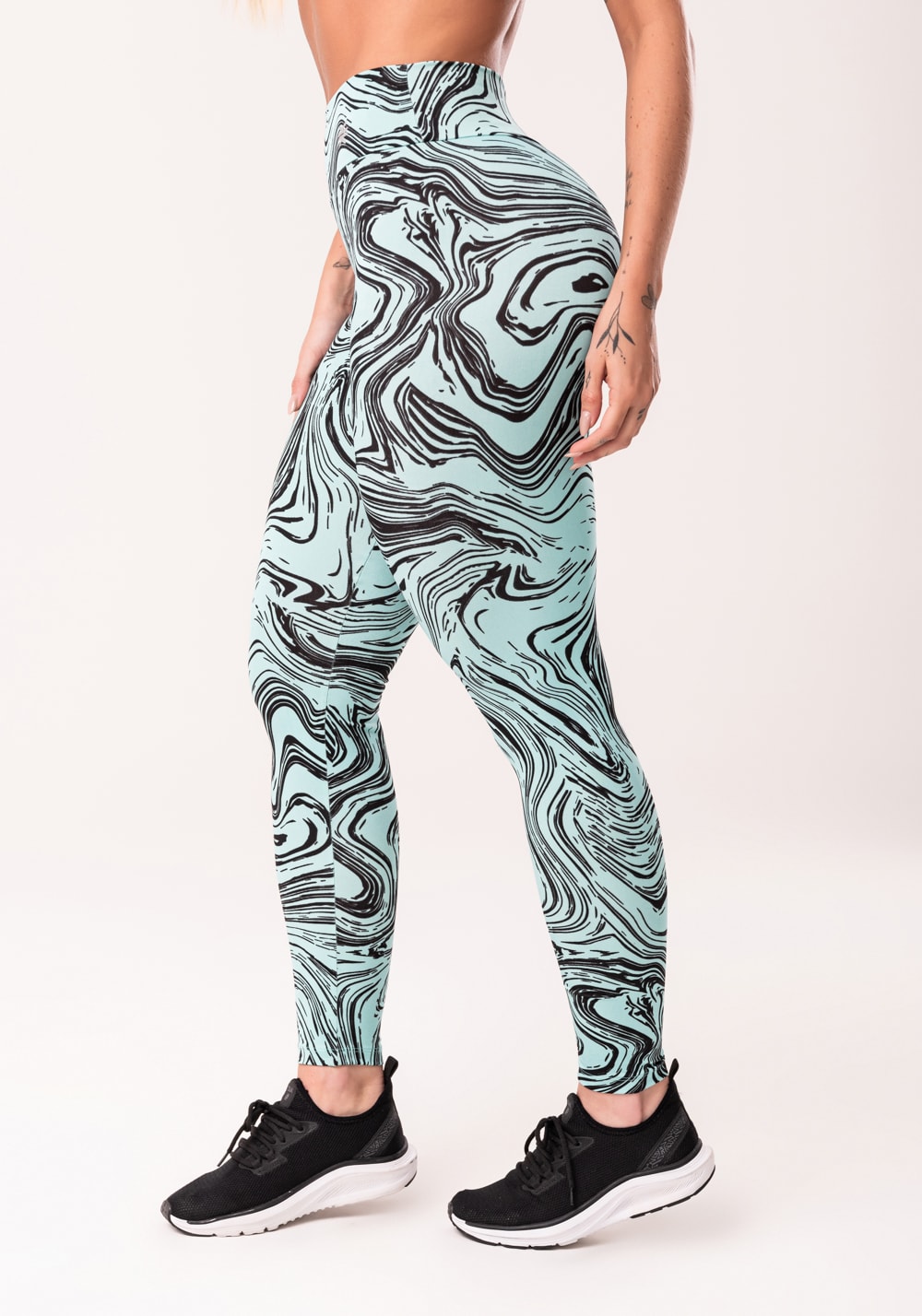 Legging fitness feminina verde estampada abstract duo euphoria